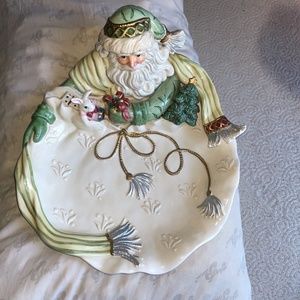 Fitz and Floyd "Green Santa" Serving Bowl